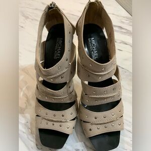MICHAEL KORS Leather Heeled Sandals Size 7.5